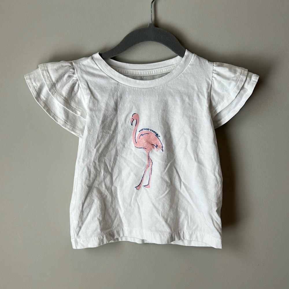 Vineyard Vines Kids Flamingo Flutter Sleeve Shirt Size 4T